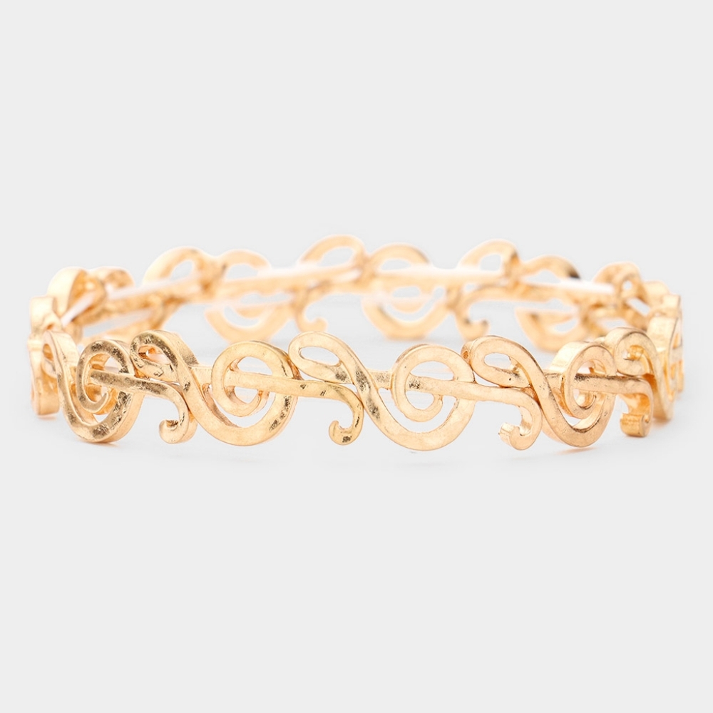 Gold Treble Stretch Bracelet Ladies Fashion Statement Jewelry Accessory
